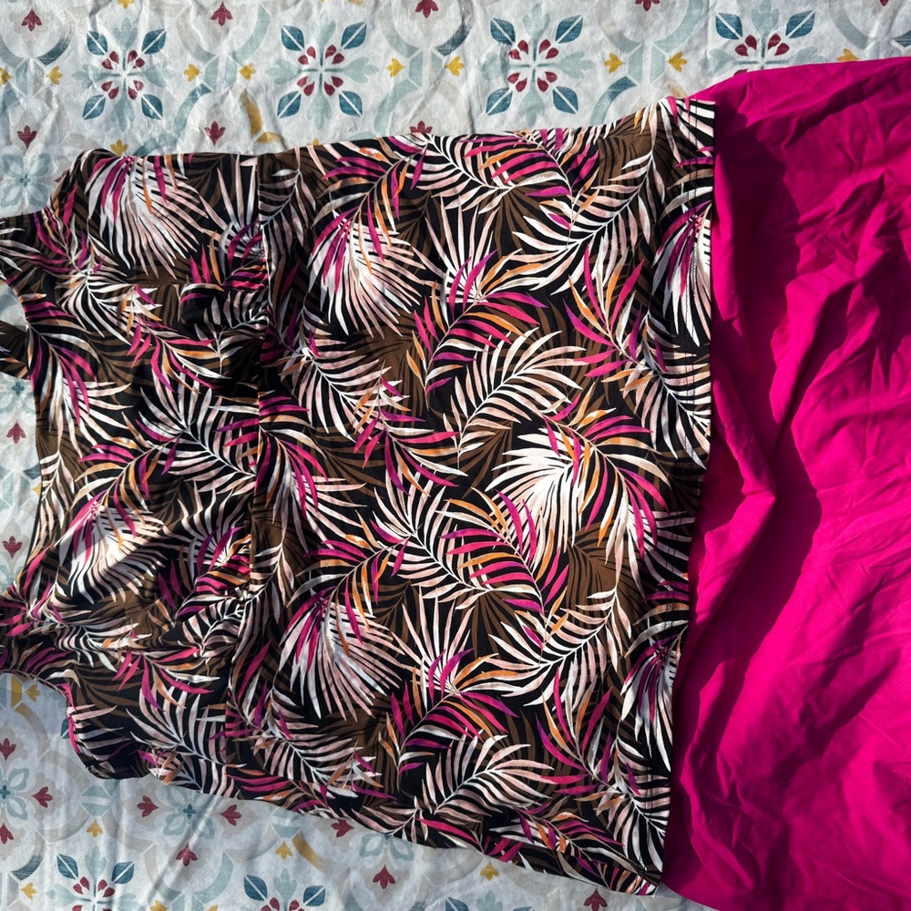 Lands' End Pink swim skirt & tankini 14 16DD